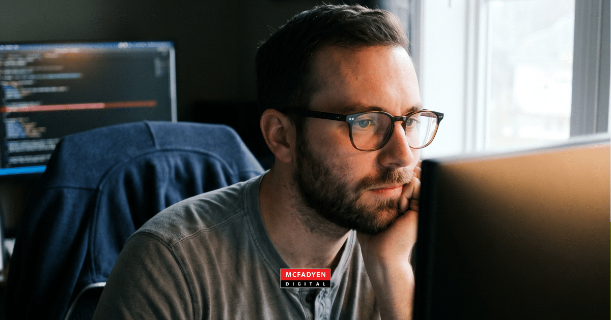 man at a computer